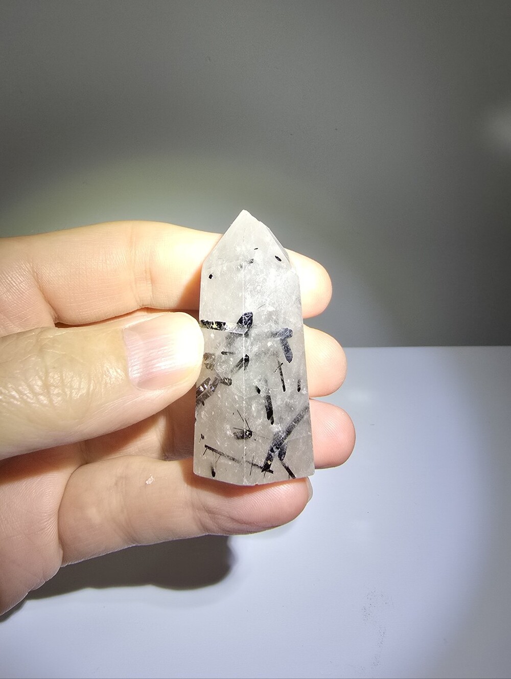 Tourmalinated Quartz Crystal Tower #E